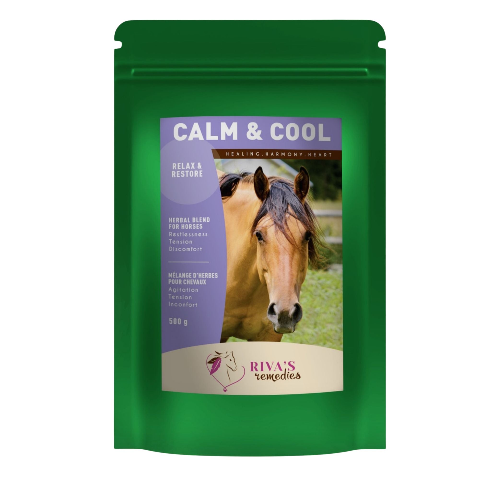 Calm Cool 500g devant - plantes calme stress chronique recuperation nerveuse cheval Quebec