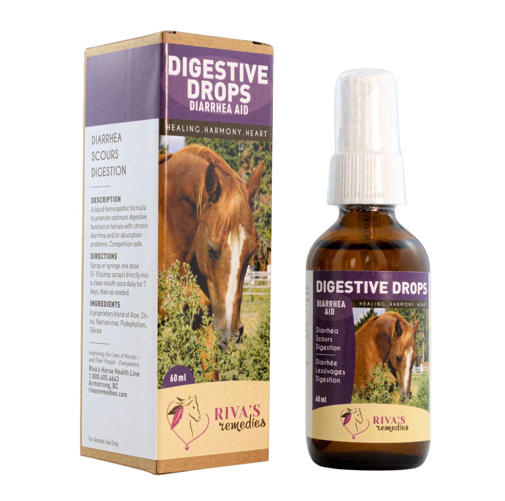 Digestive Drops 60ml — remède homéopathique selles molles eau fécale cheval Québec