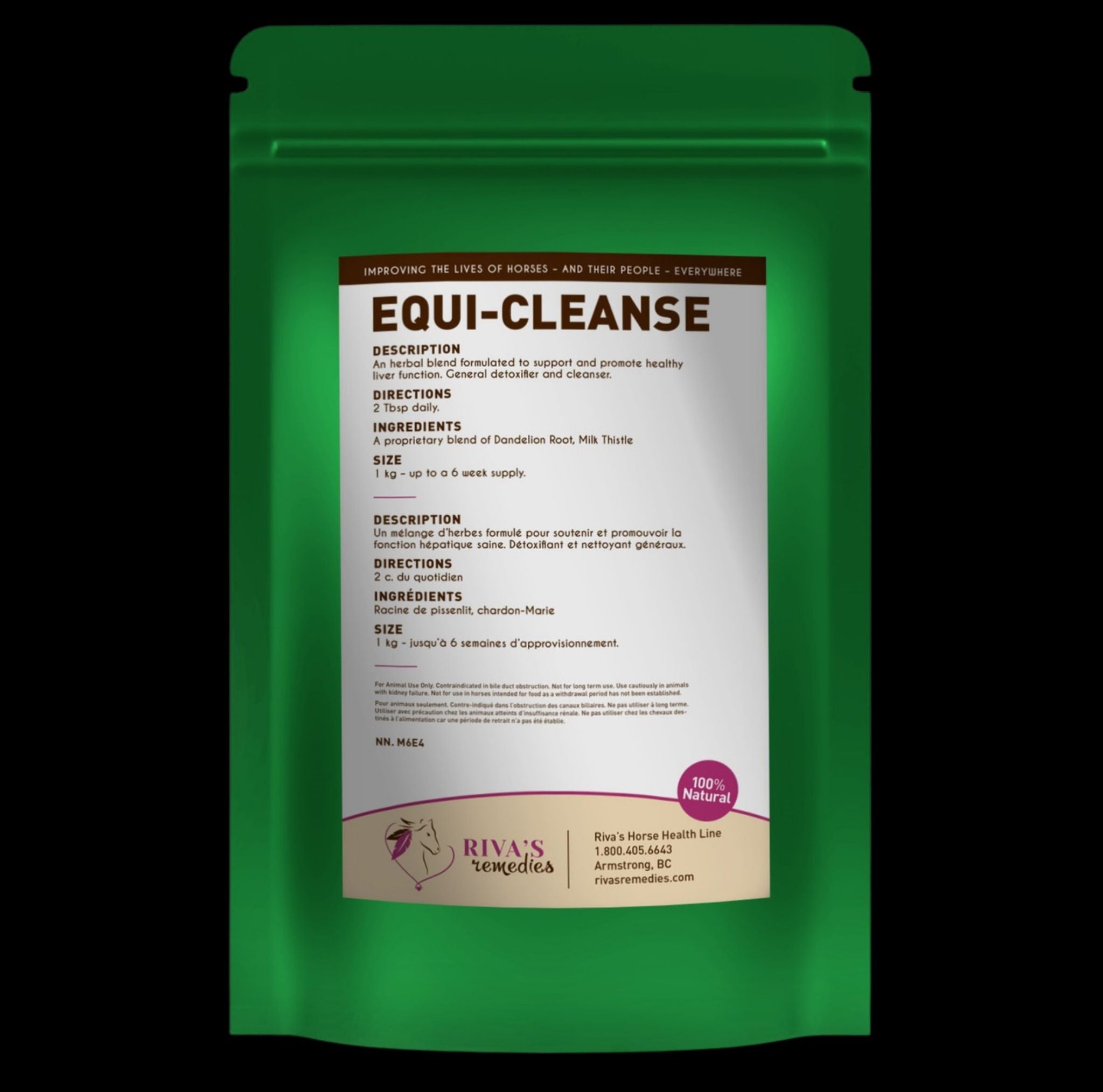Equi-Cleanse 1kg  - ingredients pissenlit chardon-Marie detox hepatique cheval Canada