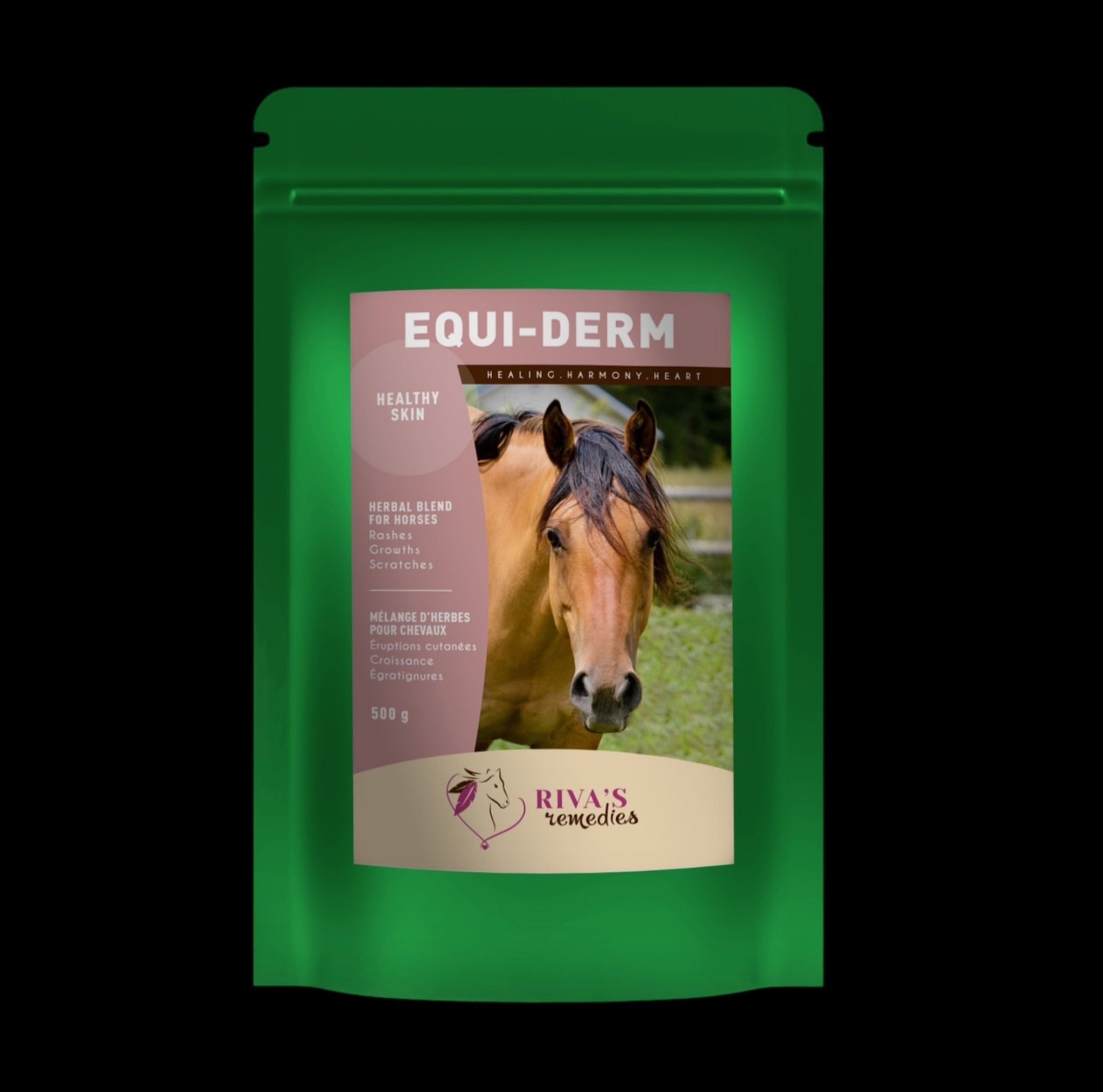 Equi-Derm 500g devant - melange naturel sante peau gale de pluie sarcoïdes cheval Quebec