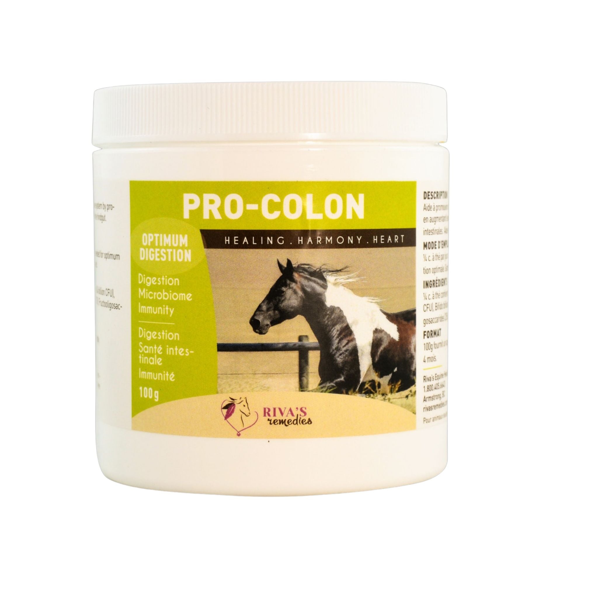 Pro-Colon 250g — probiotiques cheval sans OGM Riva's Remedies Sante Canada