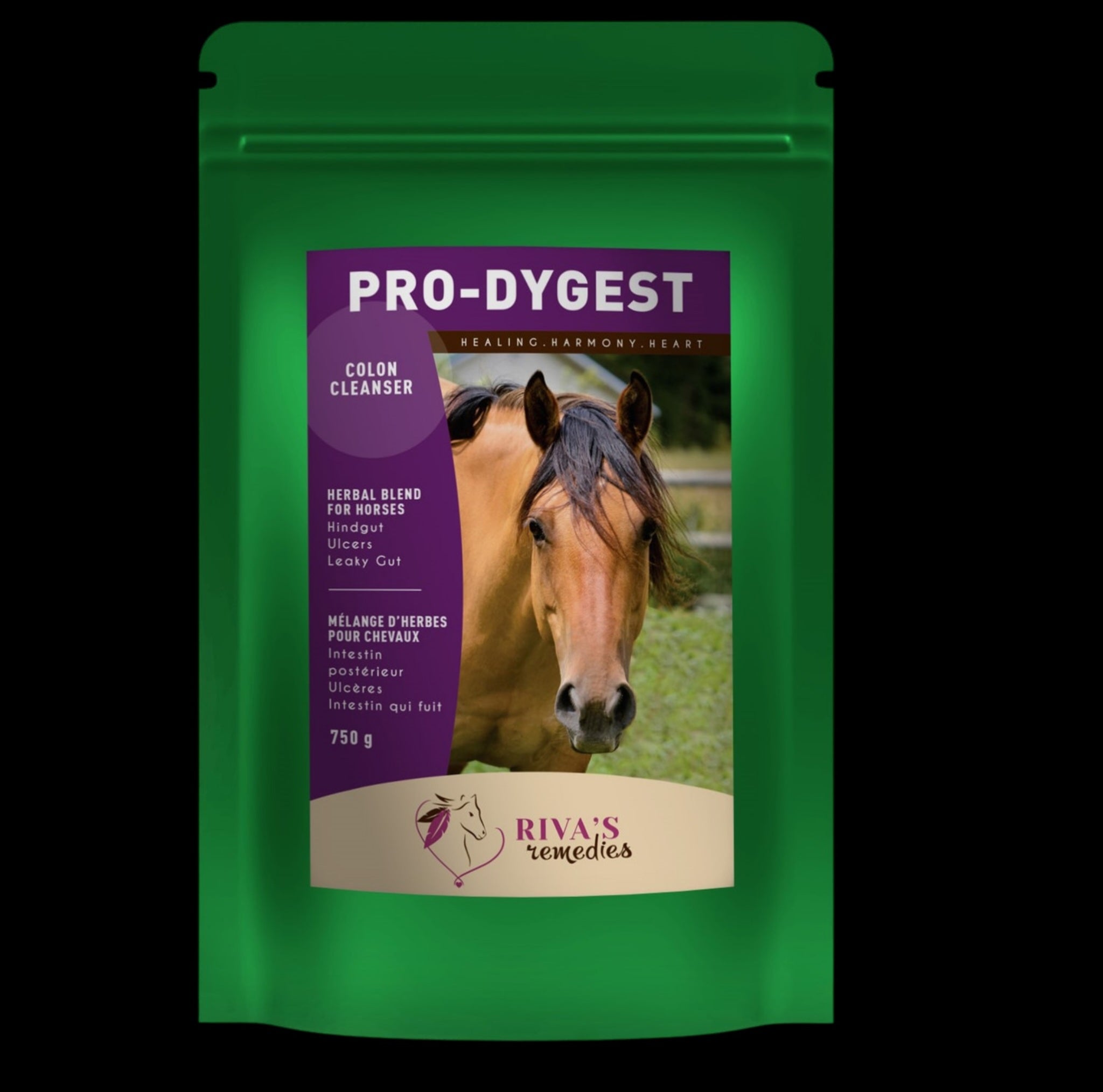 Pro-Dygest 750g devant - nettoyant colon intestin posterieur cheval Riva Remedies Quebec