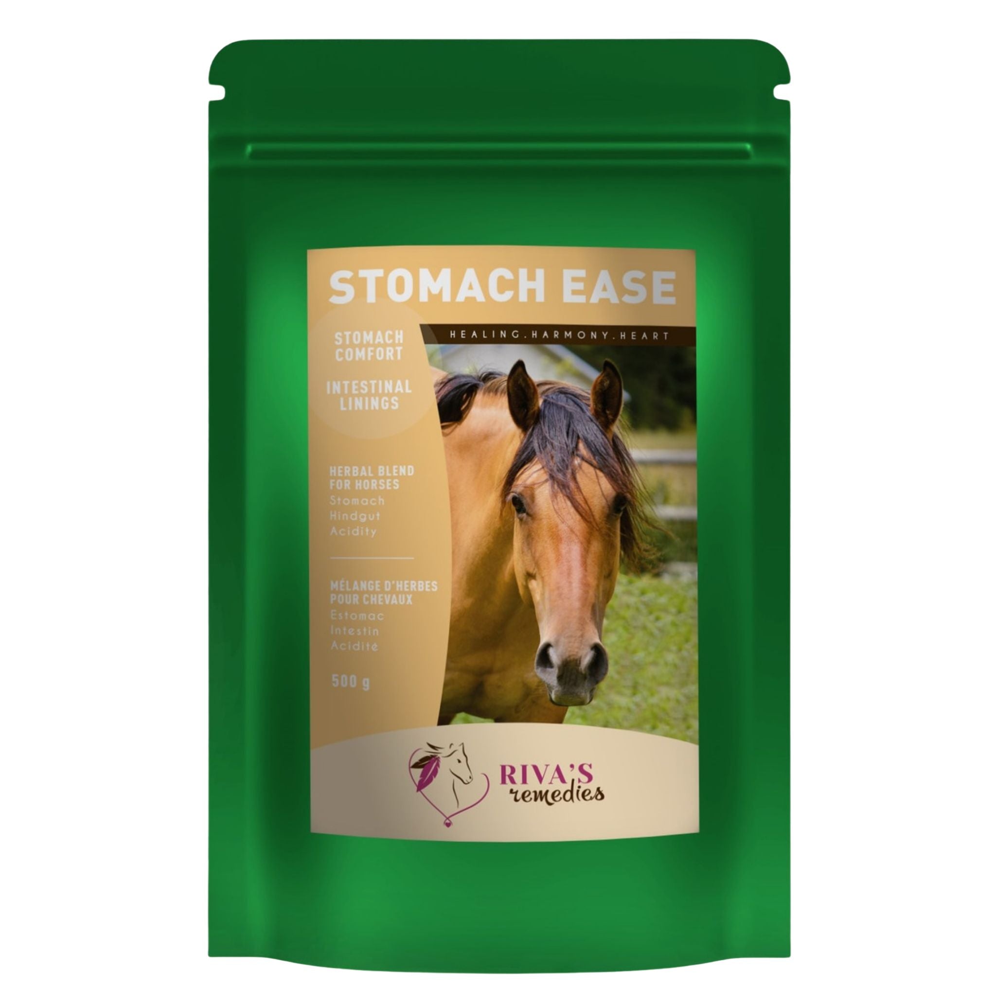 Stomach Ease 500g — mélange de plantes santé gastrique ulcères cheval Riva's Remedies Québec
